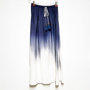 New Maaji Maxi Blue white Beach to Bar Tye Die Tassle Skirt Sz S